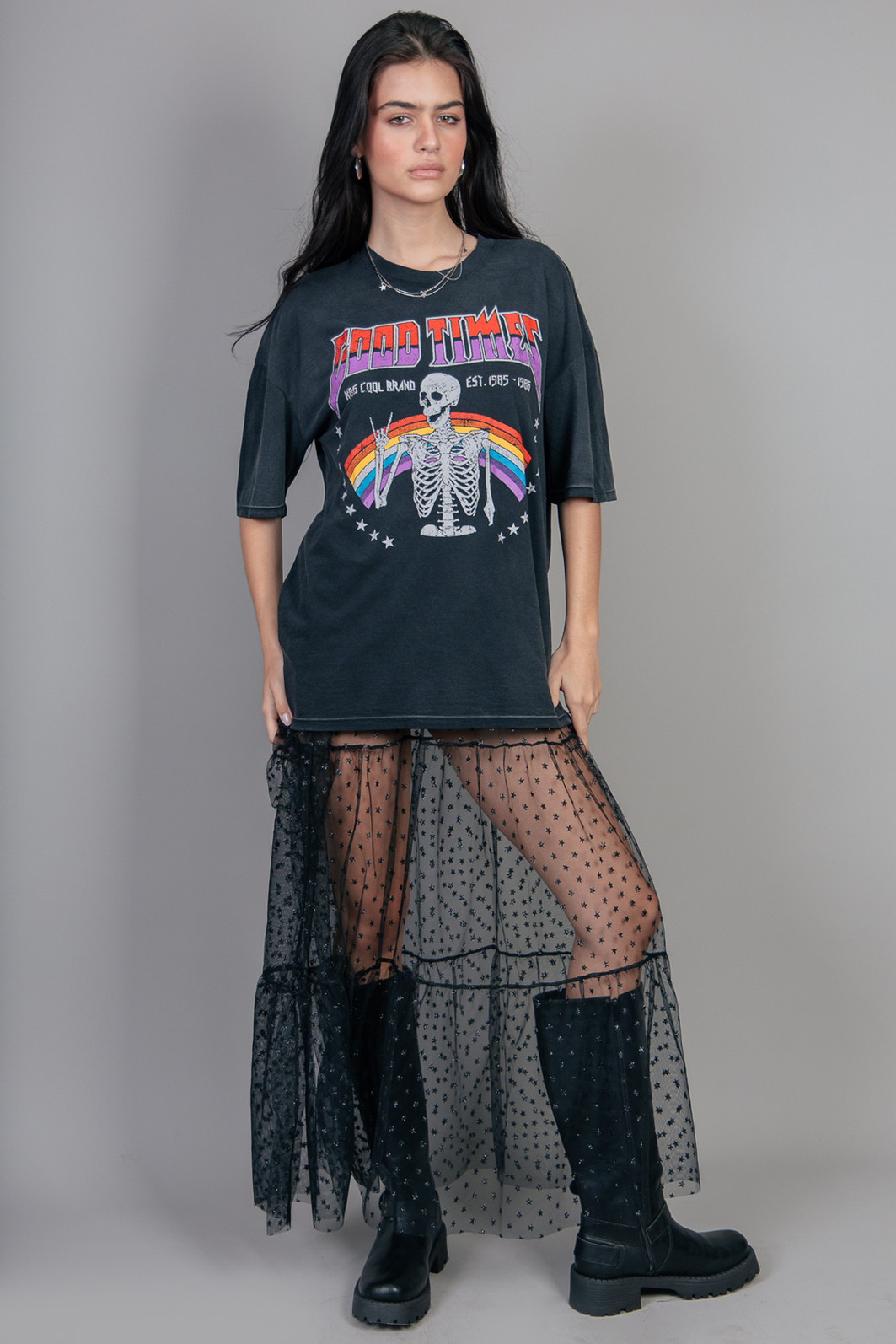 T-SHIRT VINTAGE PRETO MARMORIZADO GOOD TIMES T-SHIRT VINTAGE PRETO MARMORIZADO GOOD TIMES