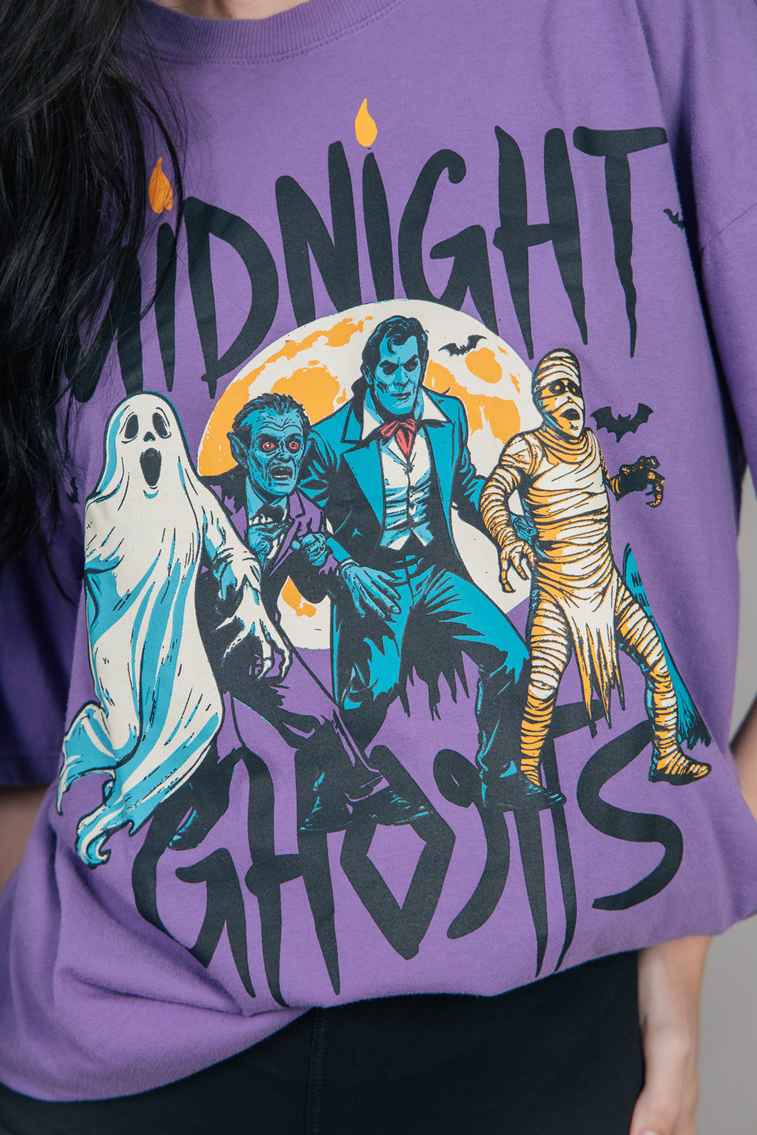 CAMISETA T-SHIRT VINTAGE ROXA MIDNIGHT GHOSTS CAMISETA T-SHIRT VINTAGE ROXA MIDNIGHT GHOSTS