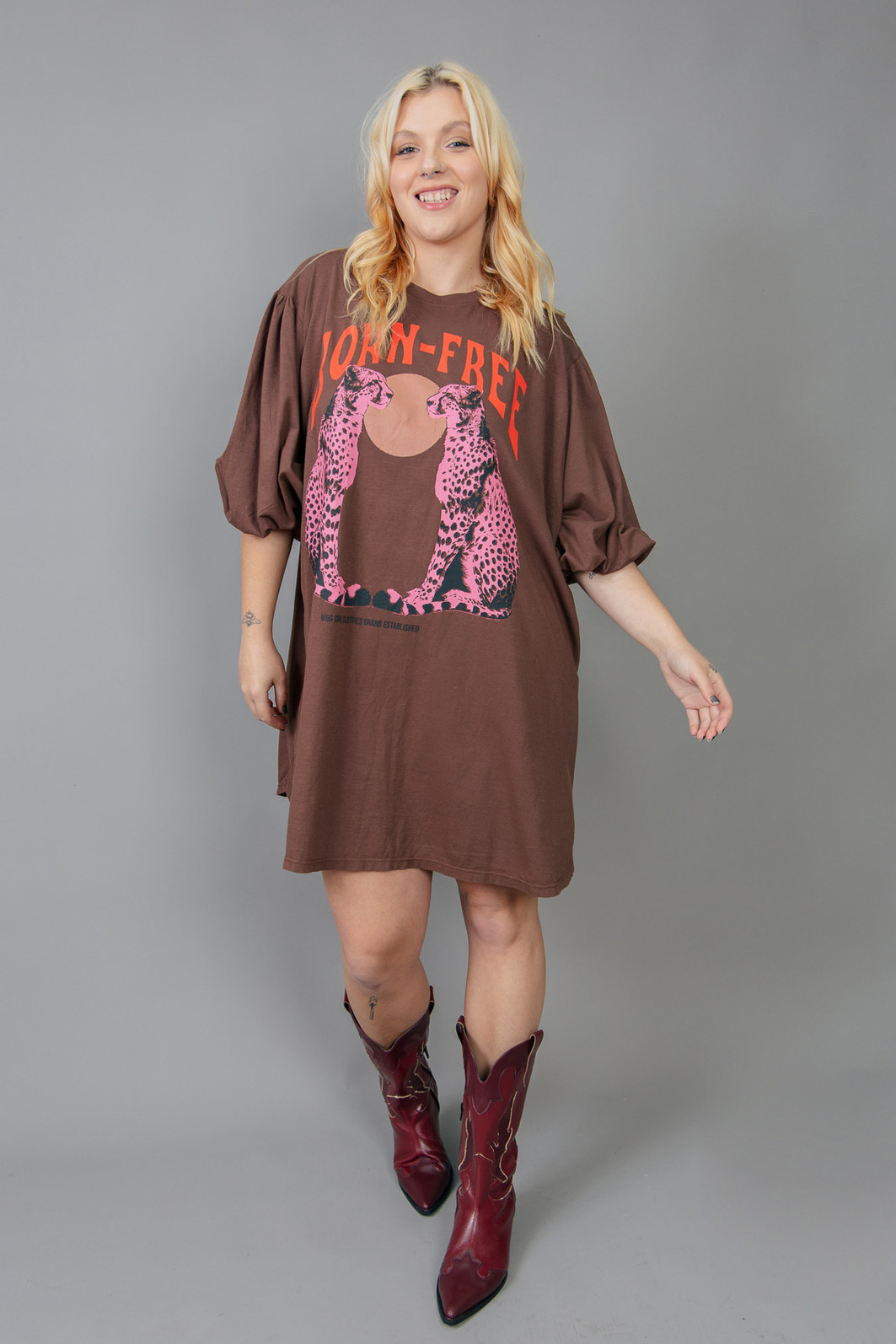 VESTIDO AMPLO COM MANGA BUFANTE BORN FREE