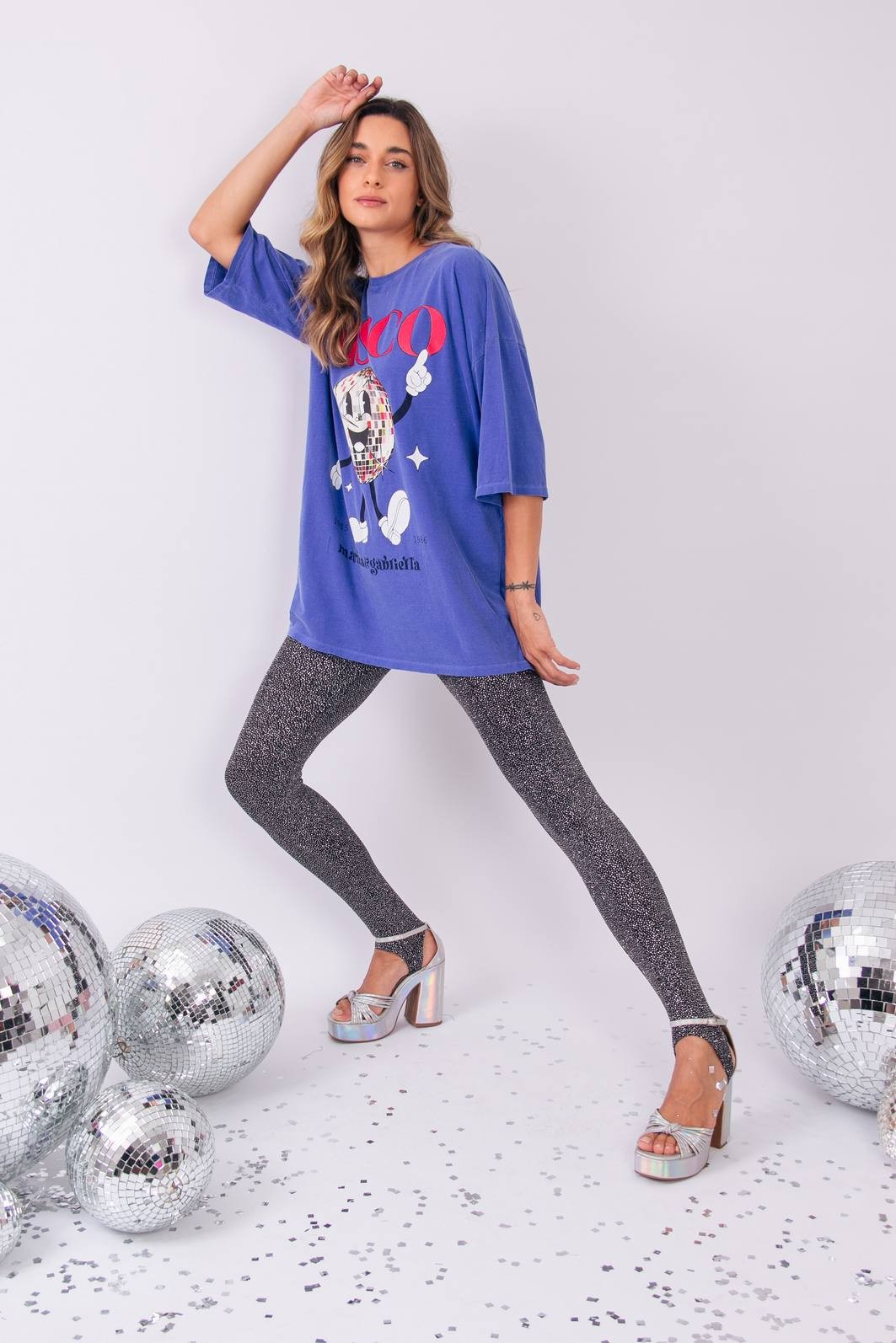 CAMISETA T-SHIRT OVERSIZED AZUL DISCO