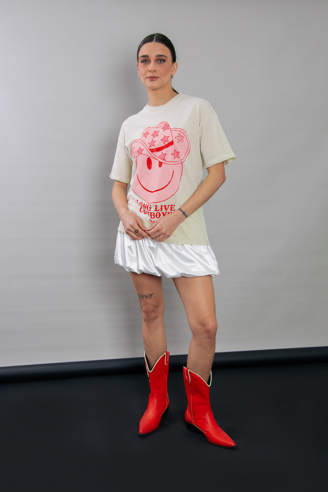 CAMISETA T-SHIRT VINTAGE BEGE COWBOYS SMILE