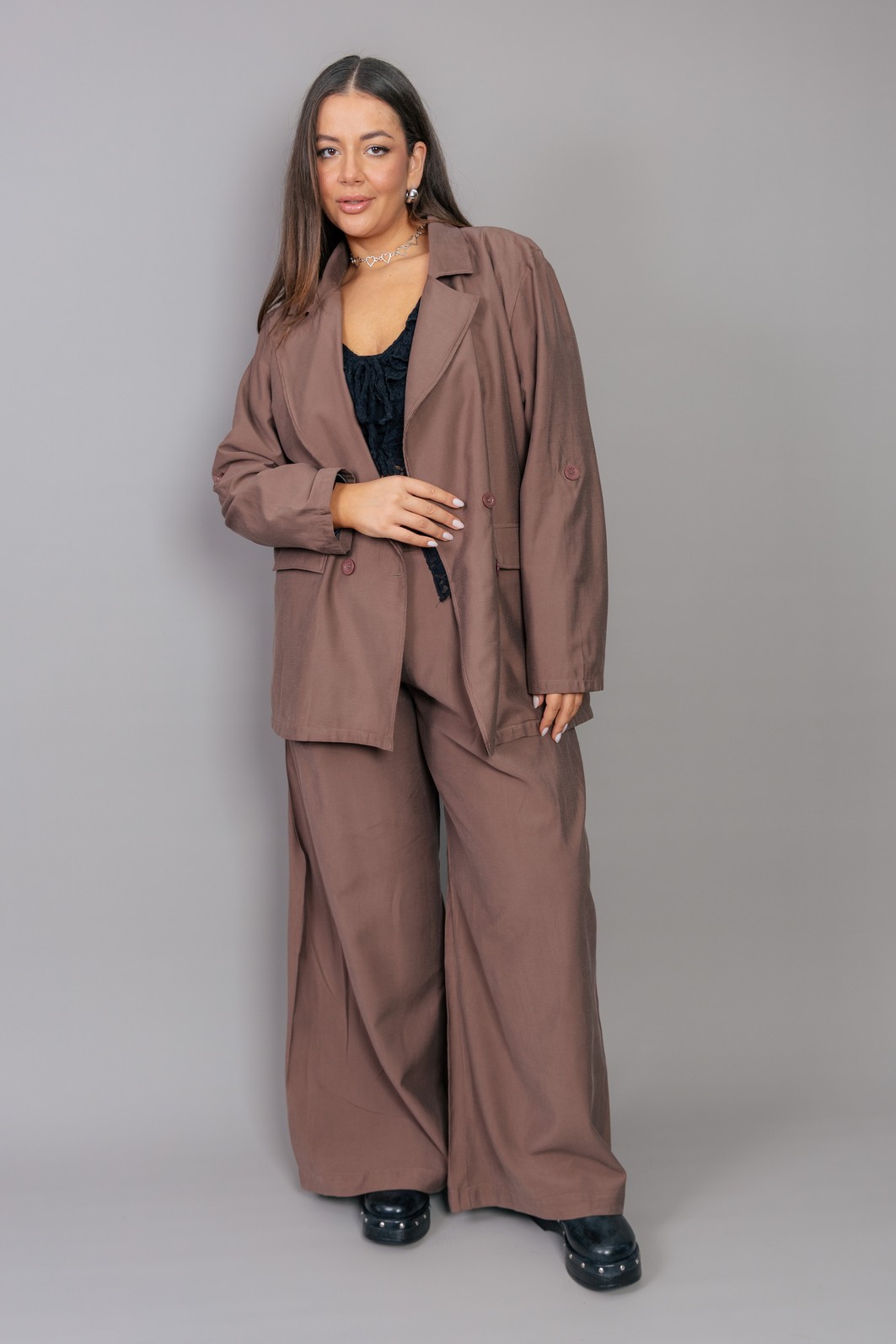 BLAZER OVERSIZED DE ALFAIATARIA MARROM BLAZER OVERSIZED DE ALFAIATARIA MARROM