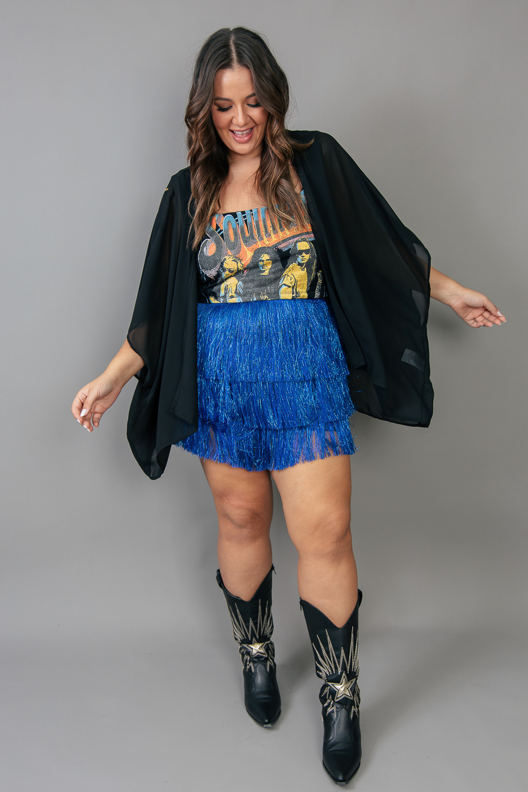 SHORT SAIA DE FRANJAS LONGAS AZUL