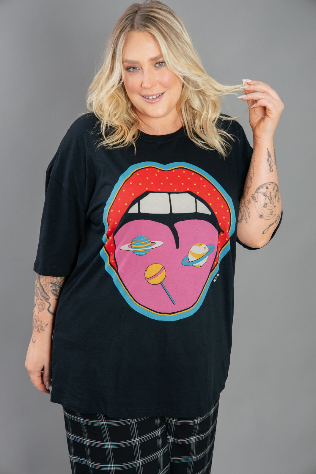 CAMISETA T-SHIRT VINTAGE PRETA LOLLIPOP