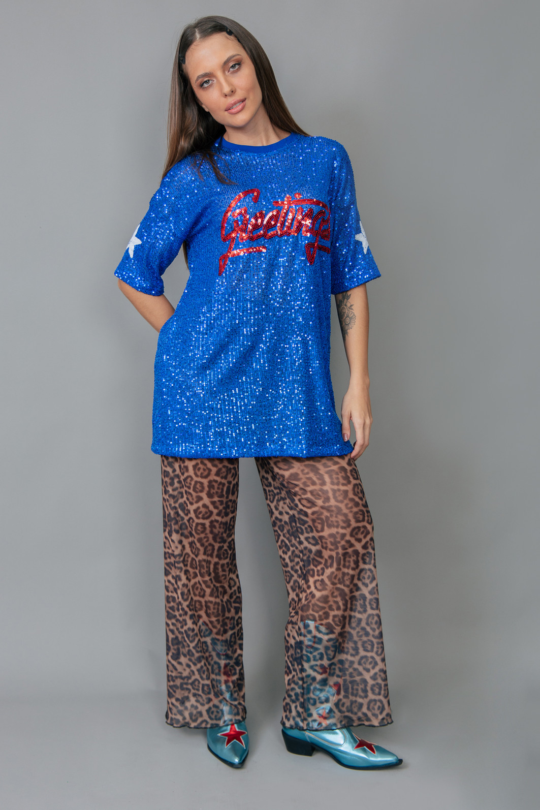 CALÇA ESTAMPA ONÇA NEW DE TULE COM FORRO CALÇA ESTAMPA ONÇA NEW DE TULE COM FORRO