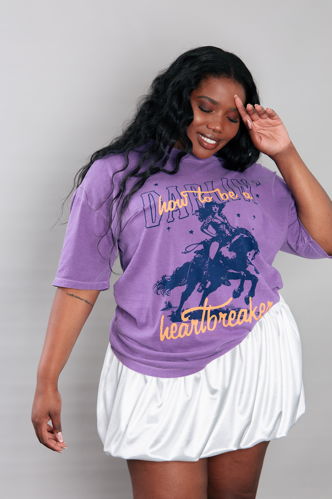 CAMISETA T-SHIRT VINTAGE ROXA DARLING