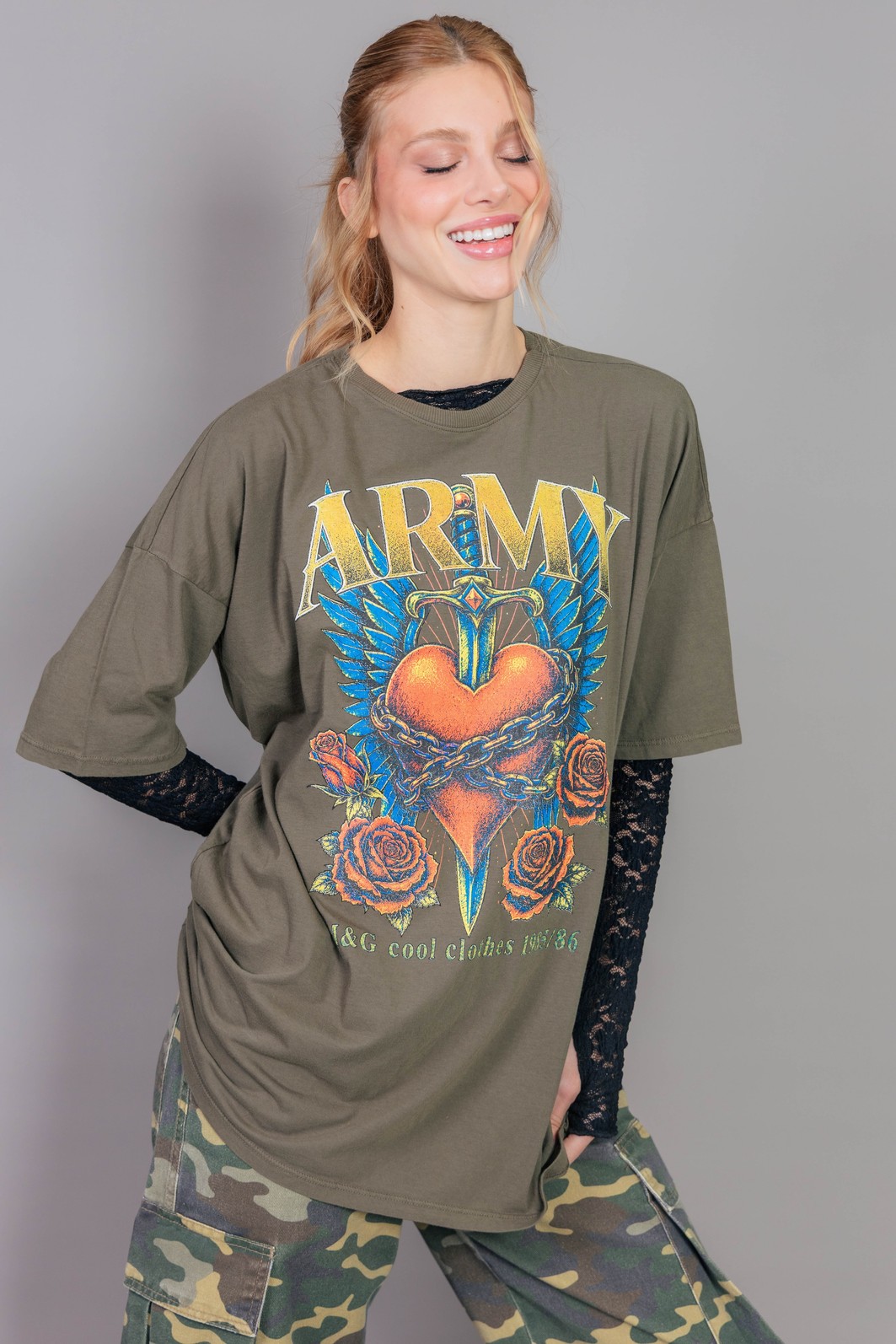 CAMISETA T-SHIRT OVERSIZED VERDE ARMY CAMISETA T-SHIRT OVERSIZED VERDE ARMY