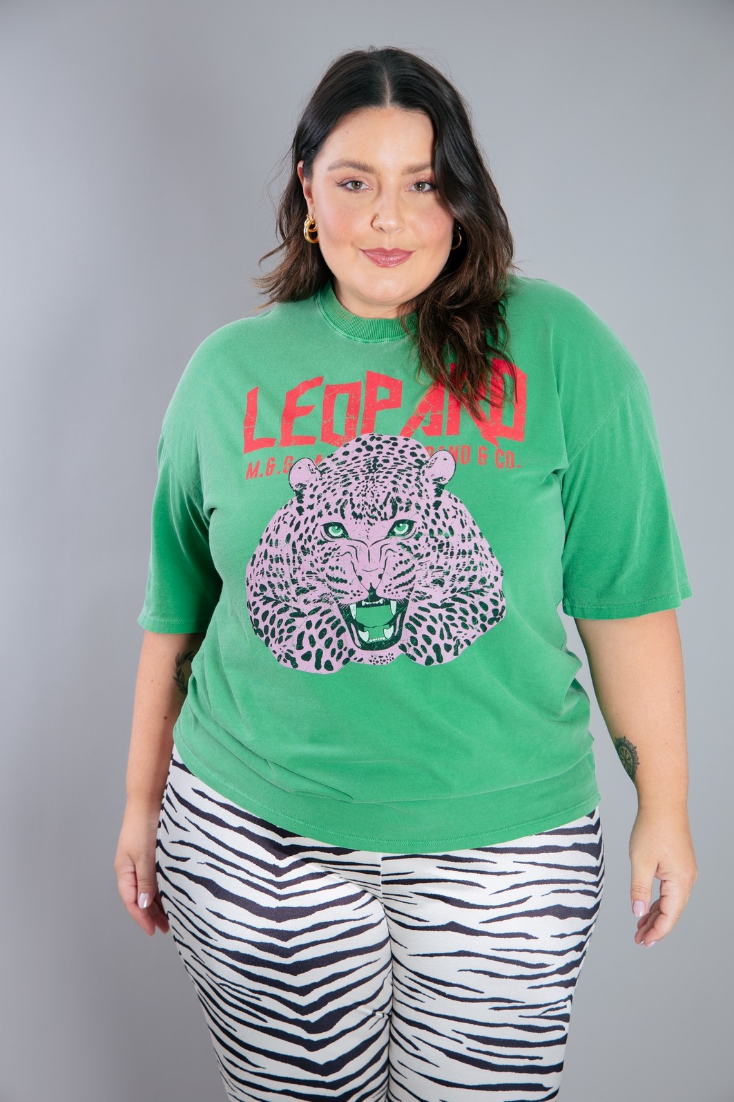 CAMISETA T-SHIRT VINTAGE VERDE LEOPARD CAMISETA T-SHIRT VINTAGE VERDE LEOPARD