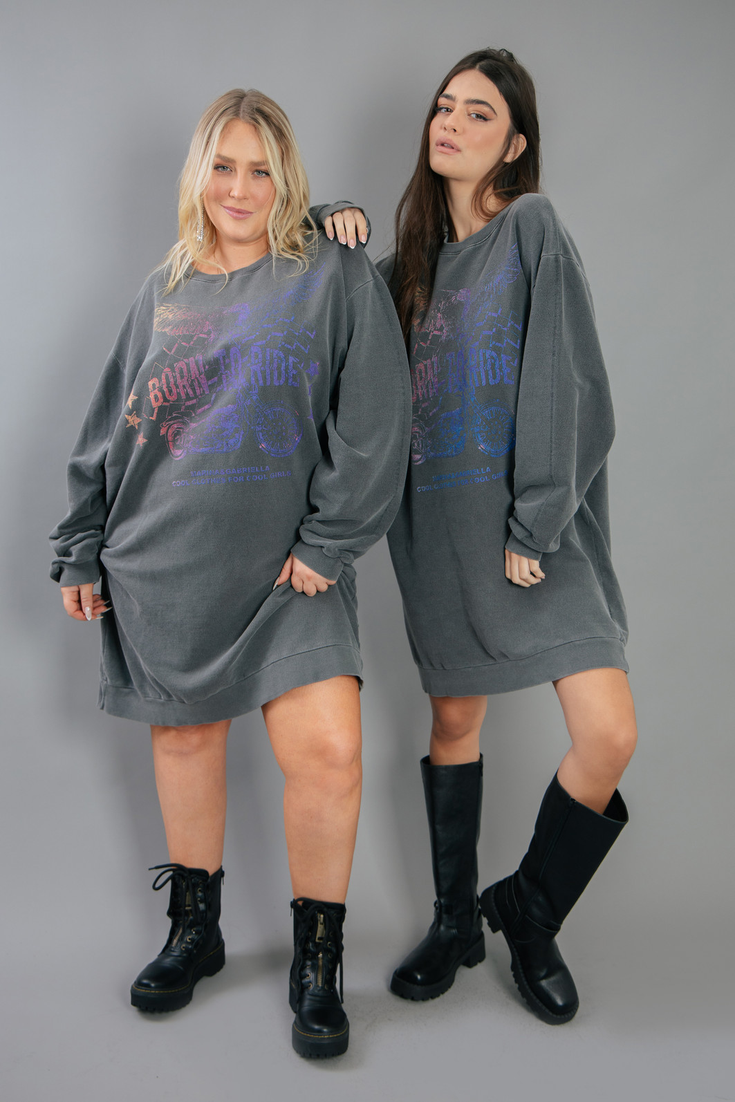 VESTIDO DE MOLETOM CHUMBO BORN TO RIDE VESTIDO DE MOLETOM CHUMBO BORN TO RIDE