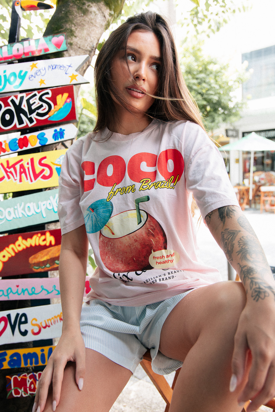 CAMISETA T-SHIRT VINTAGE ROSA COCO