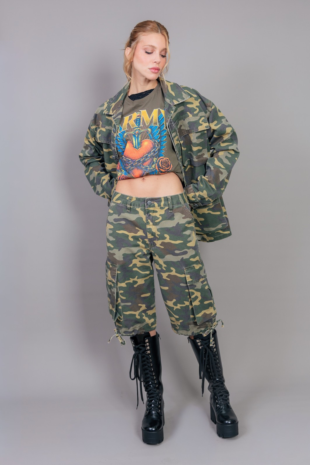 JAQUETA PARKA CARGO MILITAR CAMUFLADA JAQUETA PARKA CARGO MILITAR CAMUFLADA