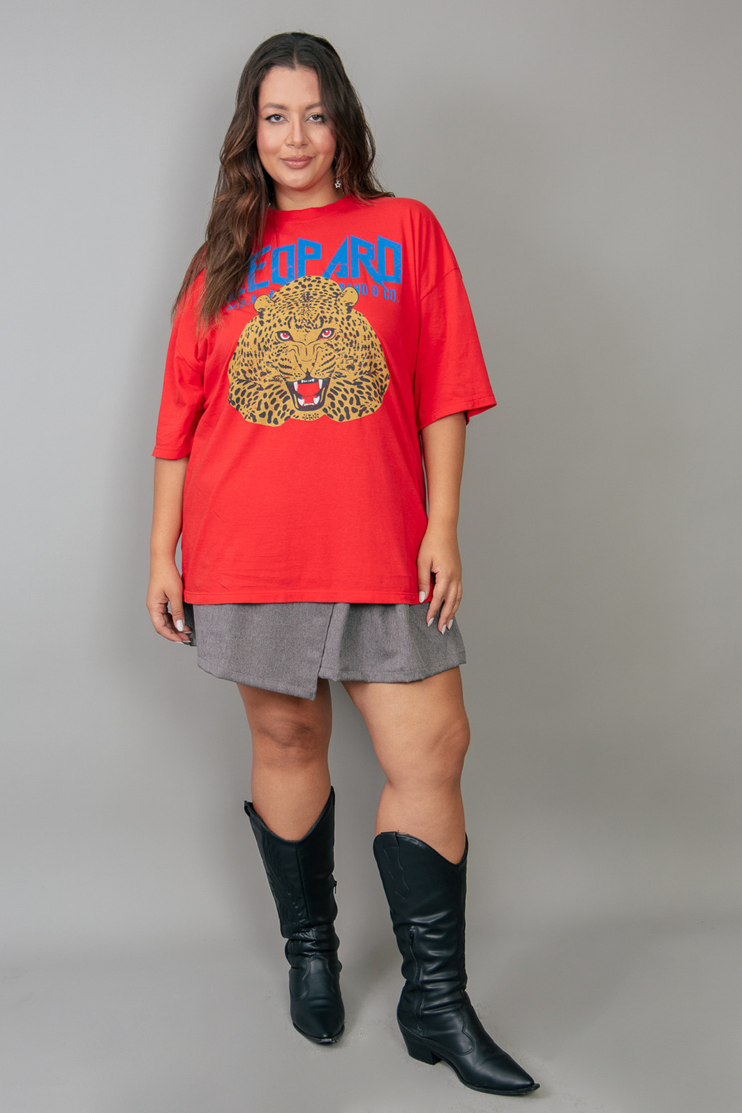 CAMISETA T-SHIRT VINTAGE VERMELHA LEOPARD CAMISETA T-SHIRT VINTAGE VERMELHA LEOPARD