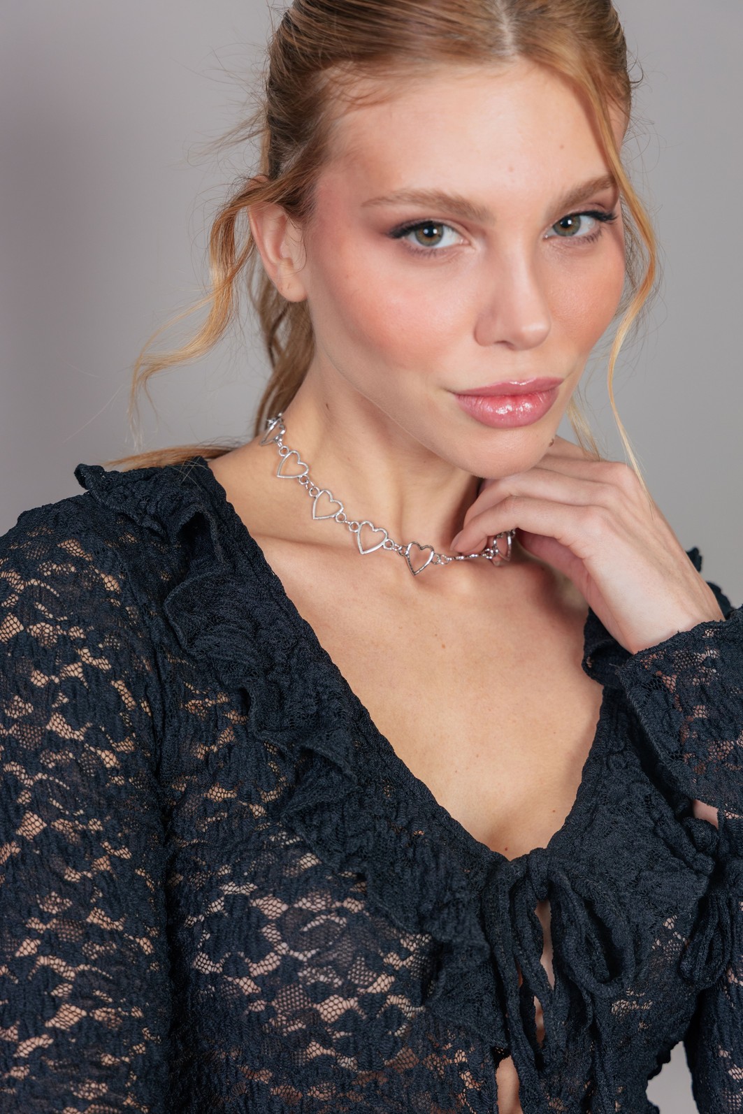 COLAR CHOKER DE CORAÇÃO PRATA COLAR CHOKER DE CORAÇÃO PRATA