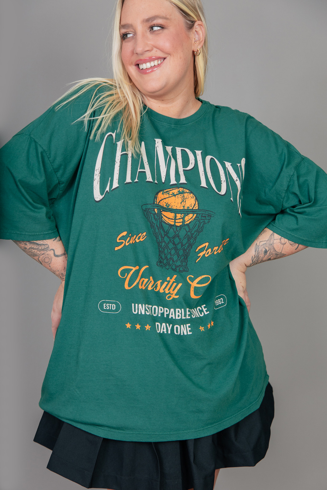CAMISETA T-SHIRT OVERSIZED VERDE CHAMPIONS CAMISETA T-SHIRT OVERSIZED VERDE CHAMPIONS