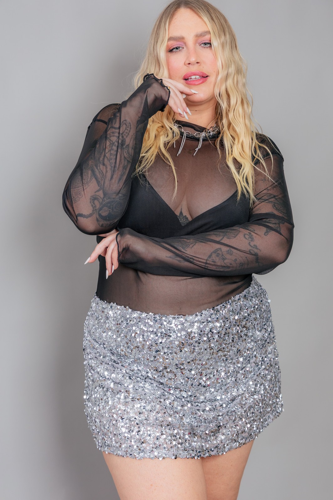 BLUSA MANGA LONGA SEGUNDA PELE DE TULE PRETO BLUSA MANGA LONGA SEGUNDA PELE DE TULE PRETO