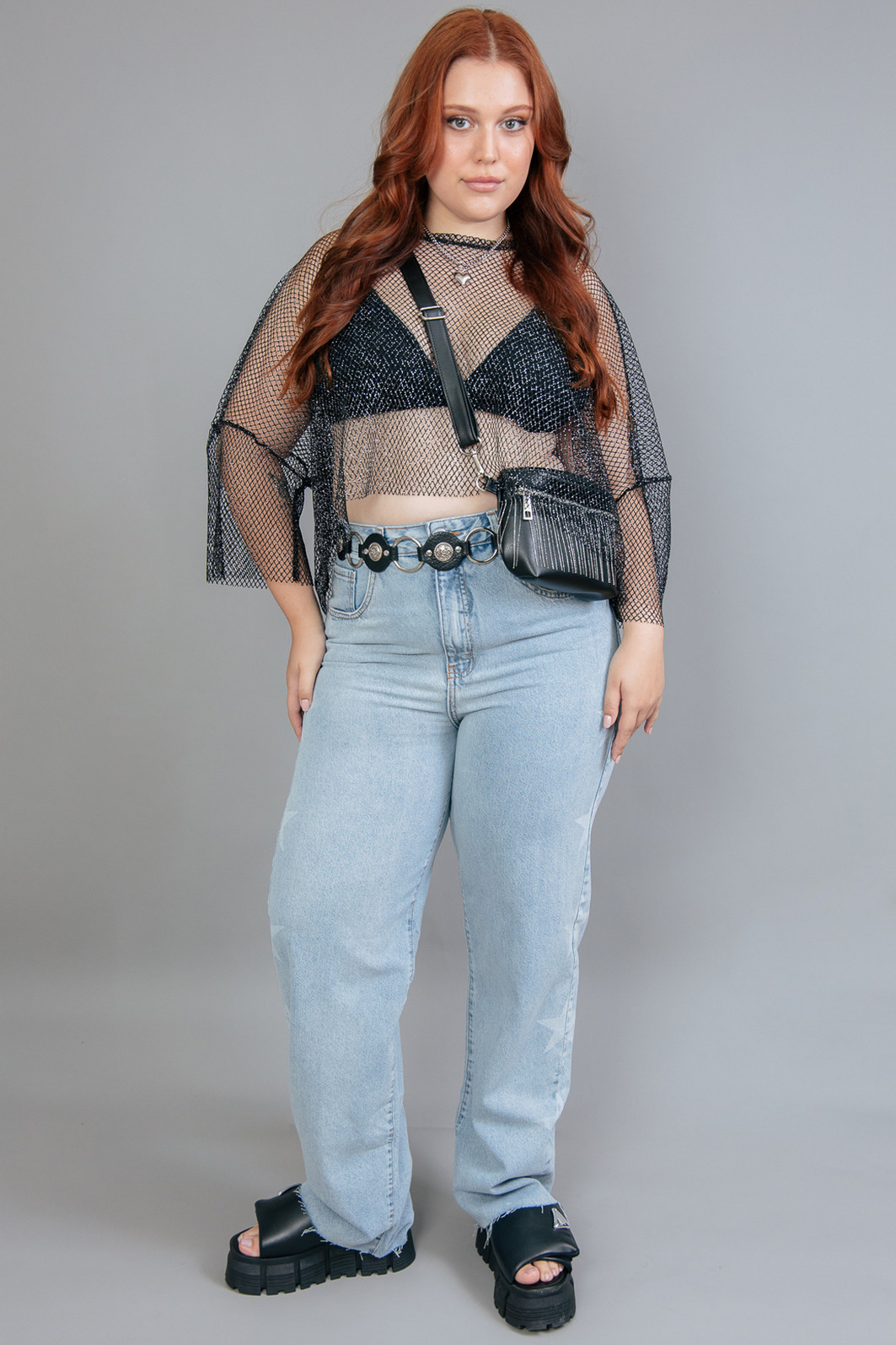 CALÇA JEANS WIDE COM ESTRELAS CALÇA JEANS WIDE COM ESTRELAS