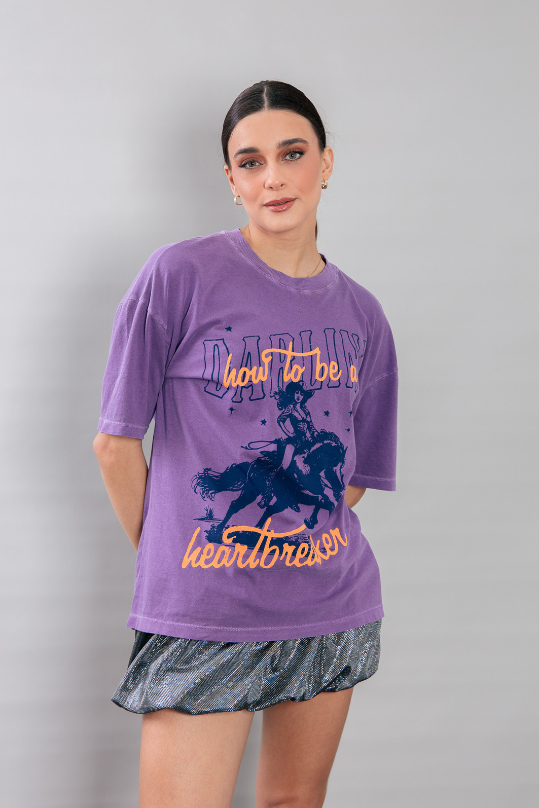 CAMISETA T-SHIRT VINTAGE ROXA DARLING
