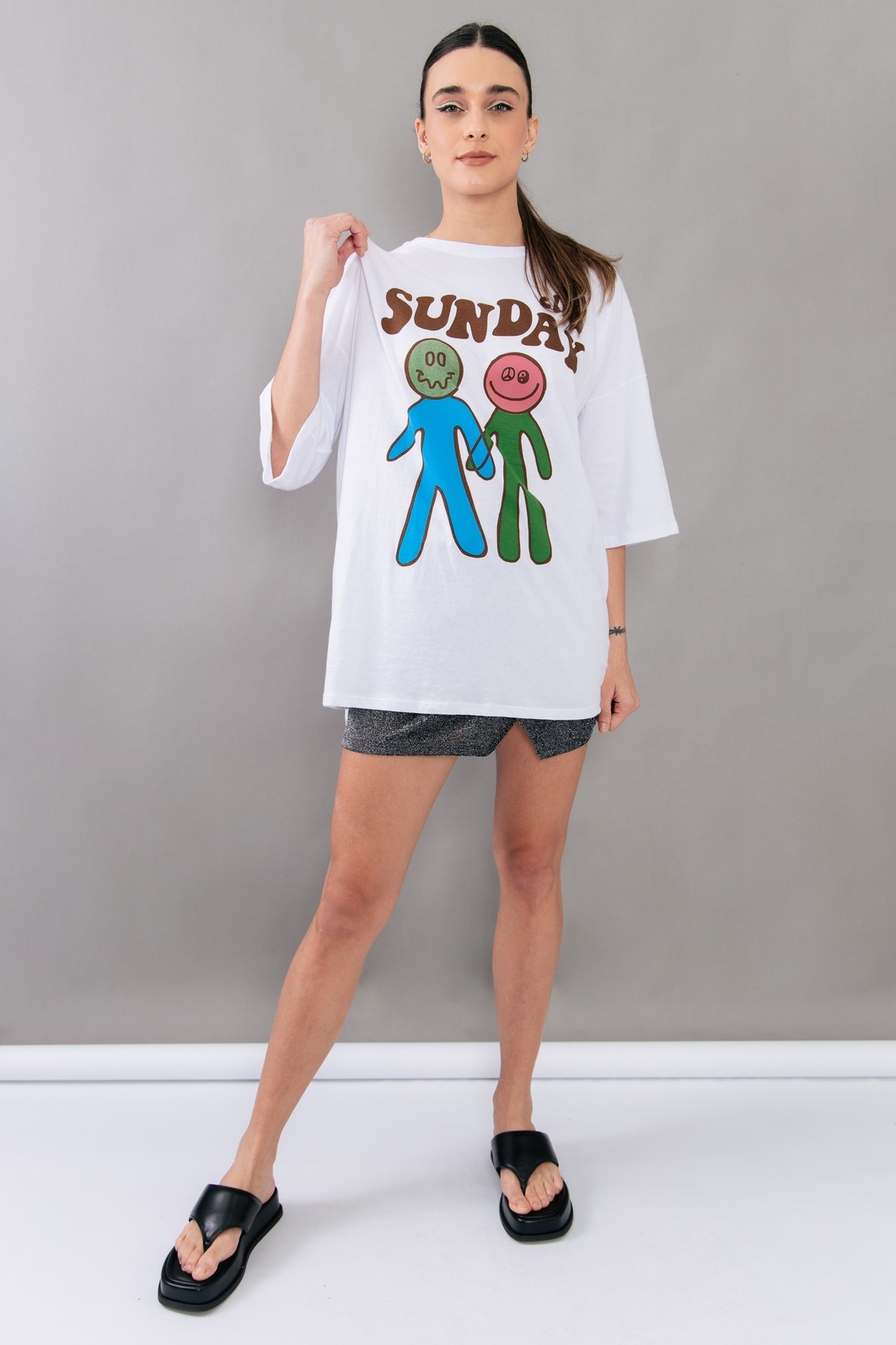 CAMISETA T-SHIRT OVERSIZED BRANCA SUNDAY