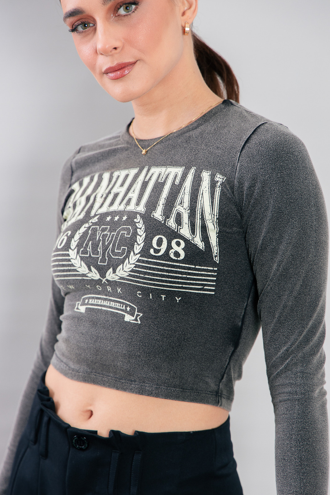 BLUSA COTTON MANGA LONGA MARMORIZADO MANHATTAN