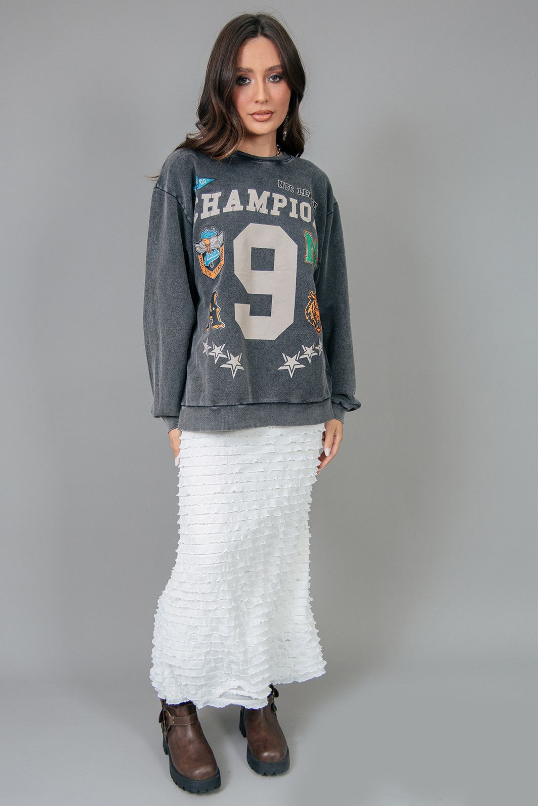 MOLETOM OVERSIZED PRETO MARMORIZADO CHAMPION MOLETOM OVERSIZED PRETO MARMORIZADO CHAMPION