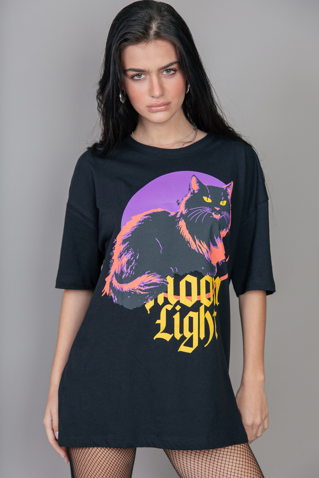 CAMISETA T-SHIRT VINTAGE PRETA MOON LIGHT