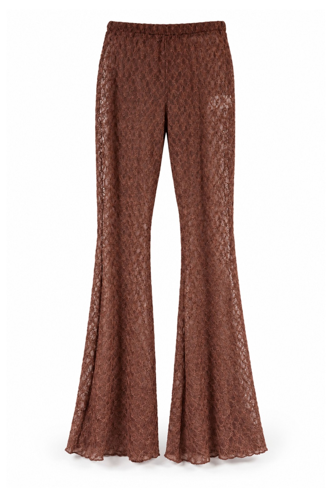 CALÇA FLARE DE RENDA COM ELASTANO MARROM CALÇA FLARE DE RENDA COM ELASTANO MARROM