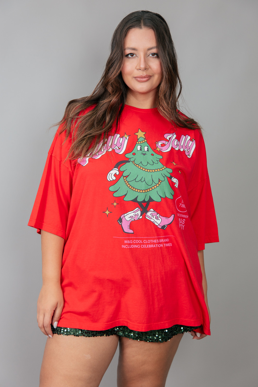 CAMISETA T-SHIRT OVERSIZED VERMELHA HOLLY JOLLY CAMISETA T-SHIRT OVERSIZED VERMELHA HOLLY JOLLY