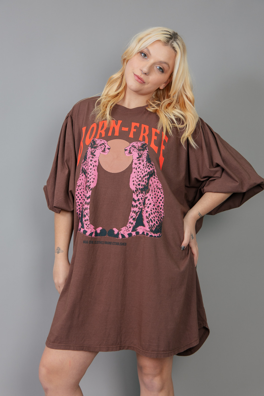 VESTIDO AMPLO COM MANGA BUFANTE BORN FREE