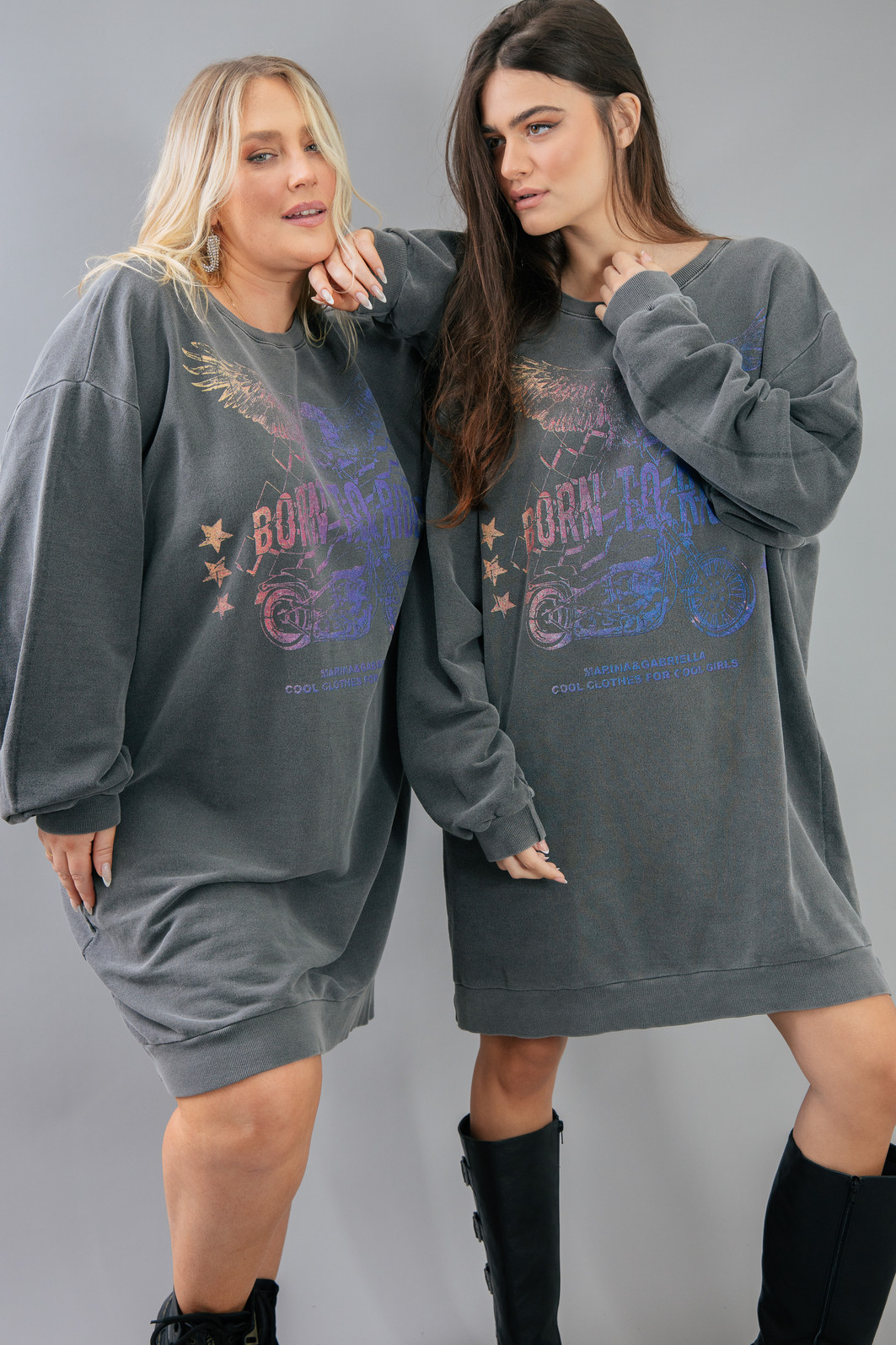 VESTIDO DE MOLETOM CHUMBO BORN TO RIDE