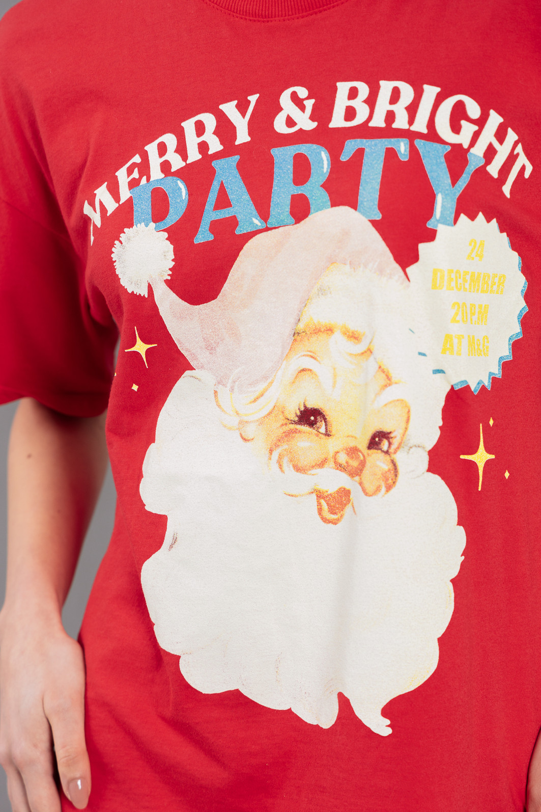 CAMISETA T-SHIRT OVERSIZED VERMELHA MERRY & BRIGHT