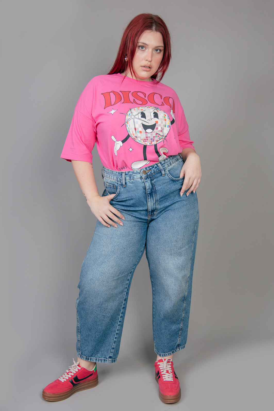 CAMISETA T-SHIRT OVERSIZED ROSA DISCO CAMISETA T-SHIRT OVERSIZED ROSA DISCO