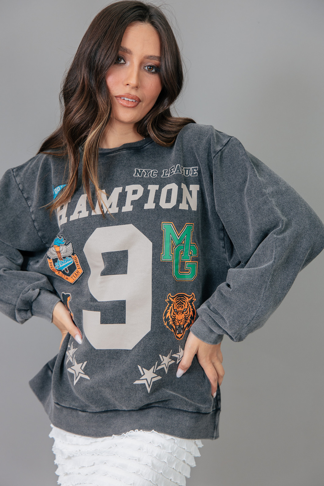 MOLETOM OVERSIZED PRETO MARMORIZADO CHAMPION MOLETOM OVERSIZED PRETO MARMORIZADO CHAMPION