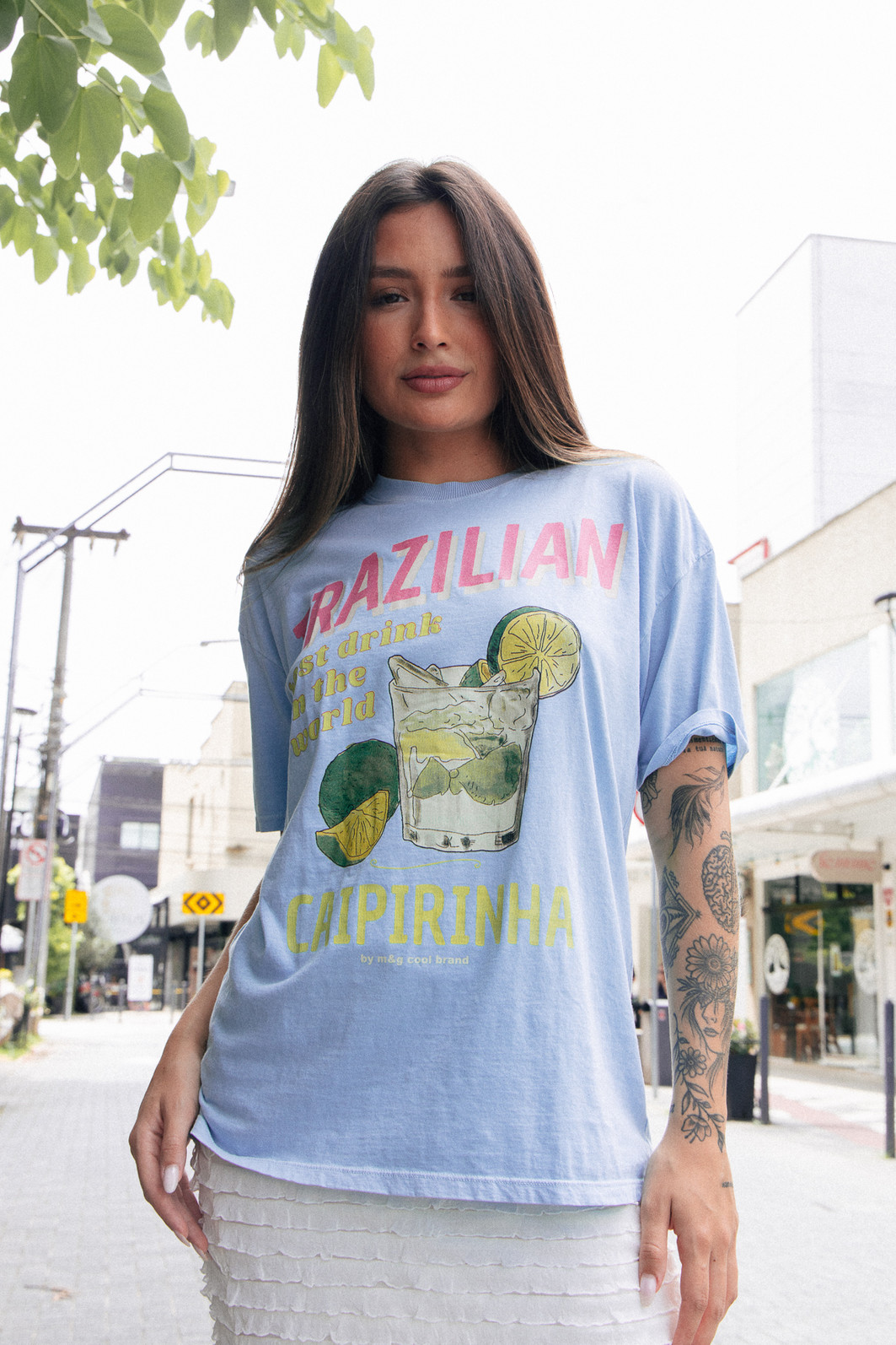 CAMISETA T-SHIRT VINTAGE AZUL CAIPIRINHA