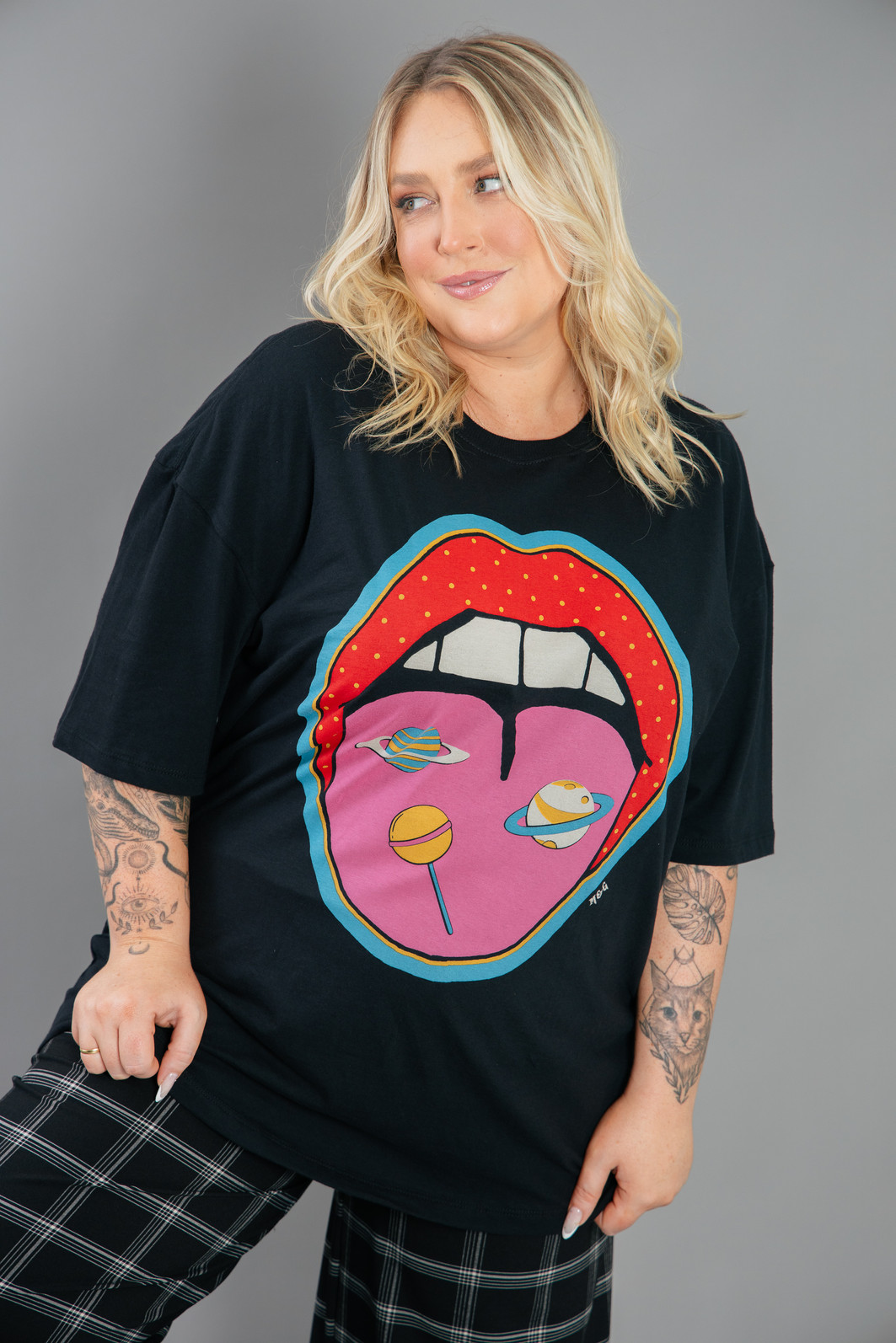 CAMISETA T-SHIRT VINTAGE PRETA LOLLIPOP
