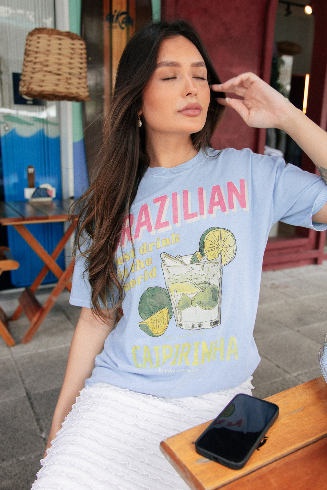 CAMISETA T-SHIRT VINTAGE AZUL CAIPIRINHA