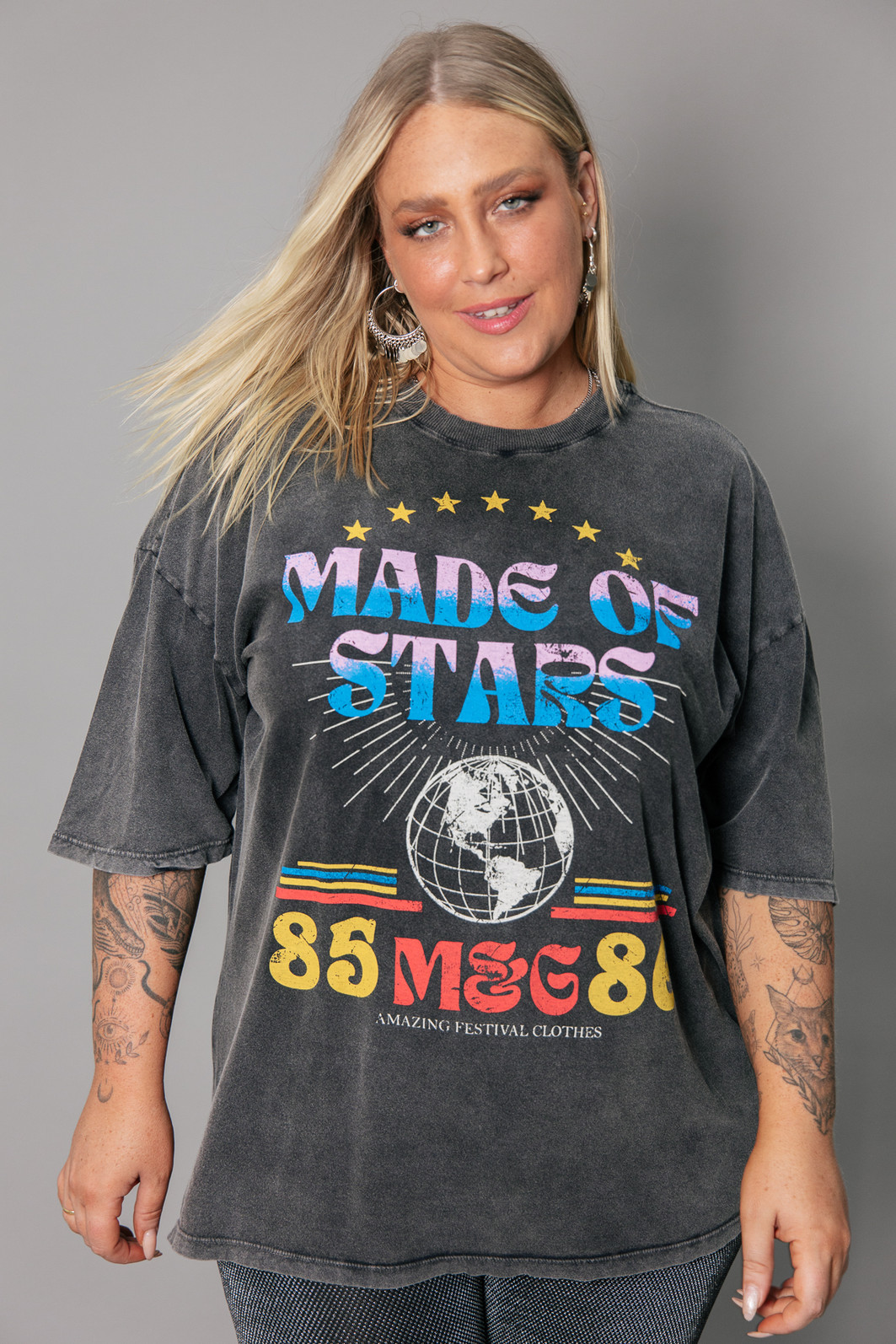 T-SHIRT VINTAGE PRETO MARMORIZADO MADE OF STARS T-SHIRT VINTAGE PRETO MARMORIZADO MADE OF STARS