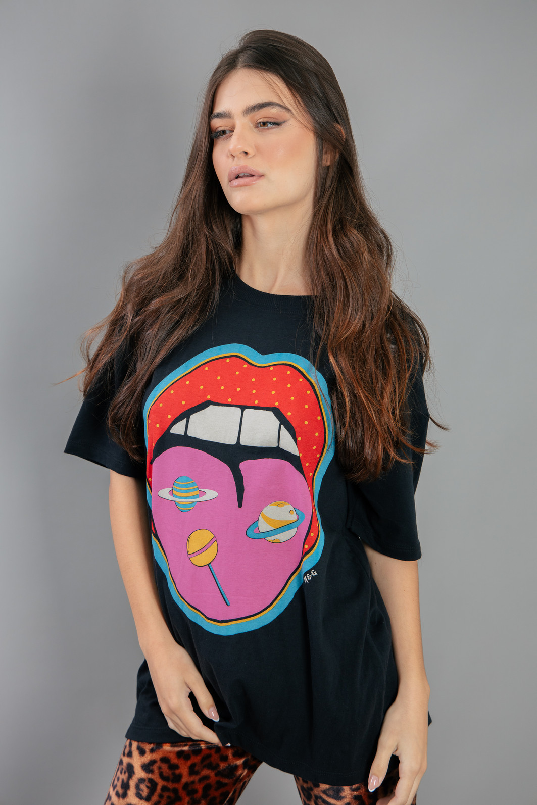 CAMISETA T-SHIRT VINTAGE PRETA LOLLIPOP
