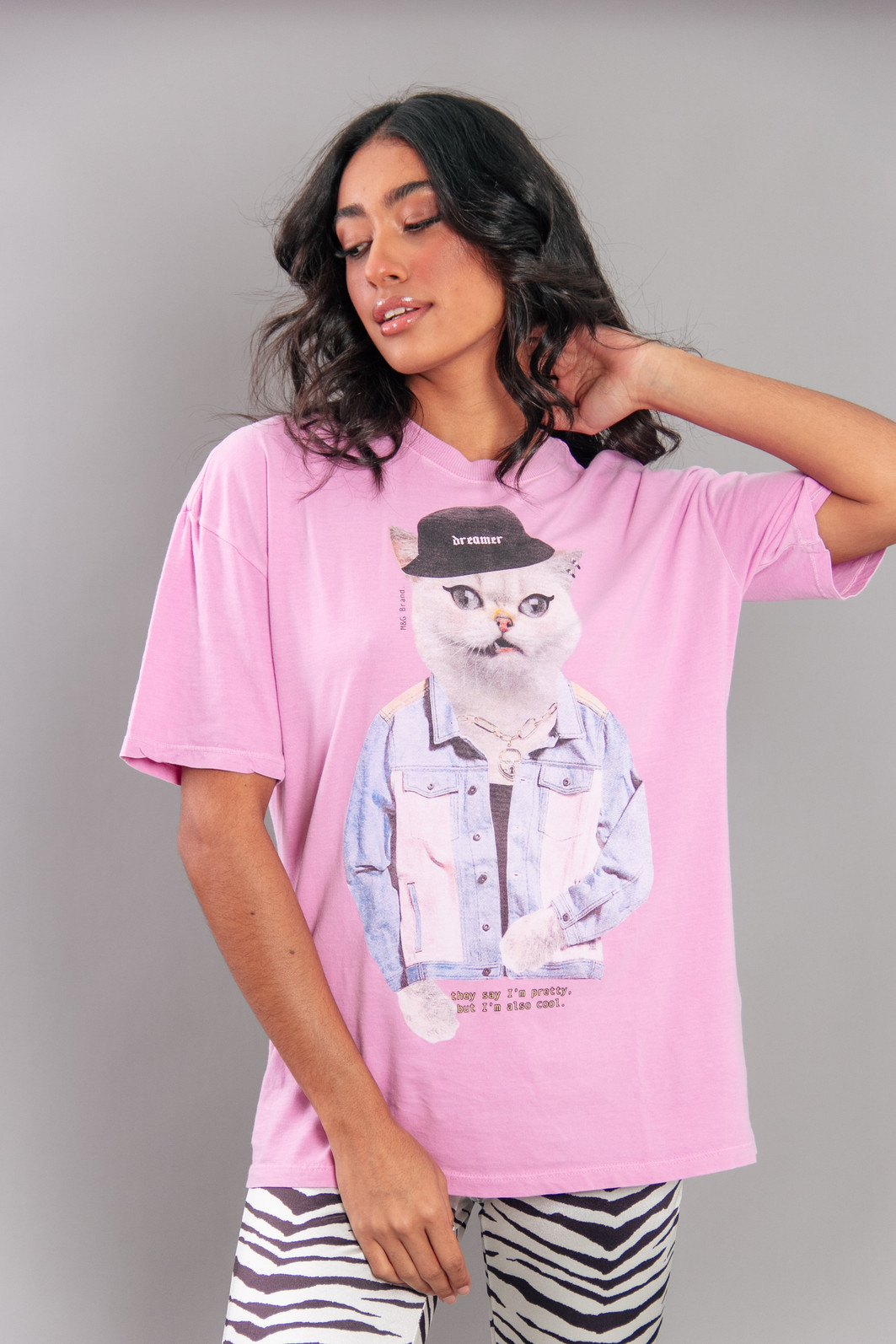 CAMISETA T-SHIRT VINTAGE ROSA CAT