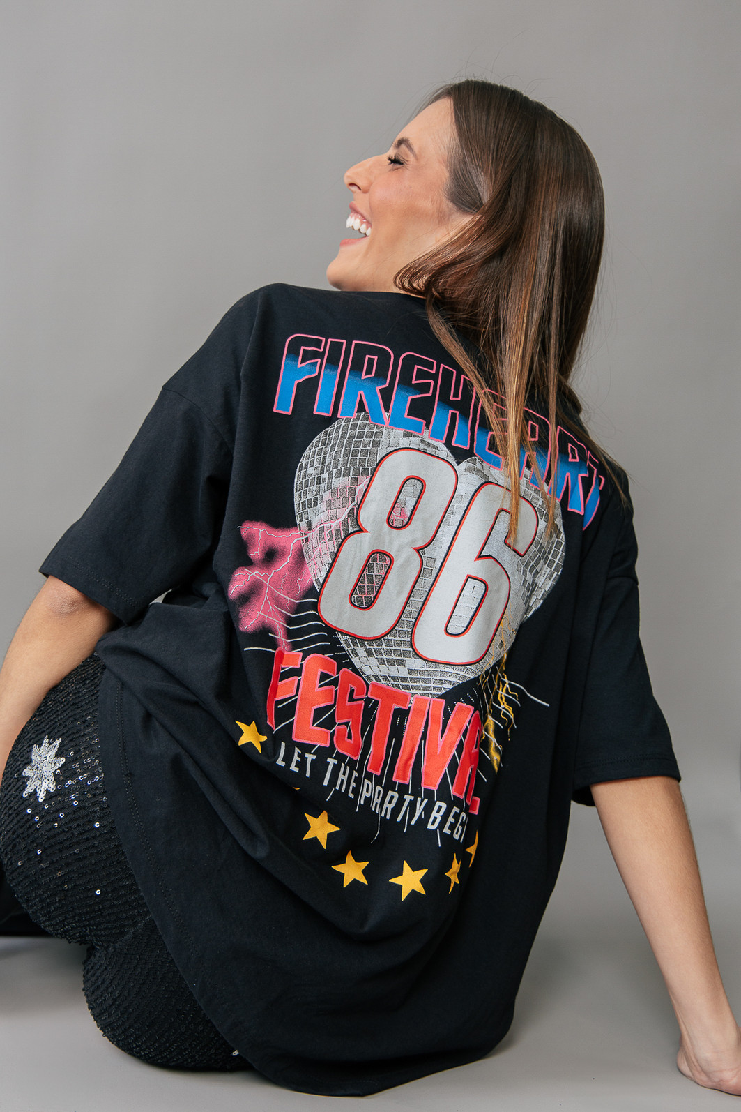 T-SHIRT OVERSIZED PRETA FIREHEART