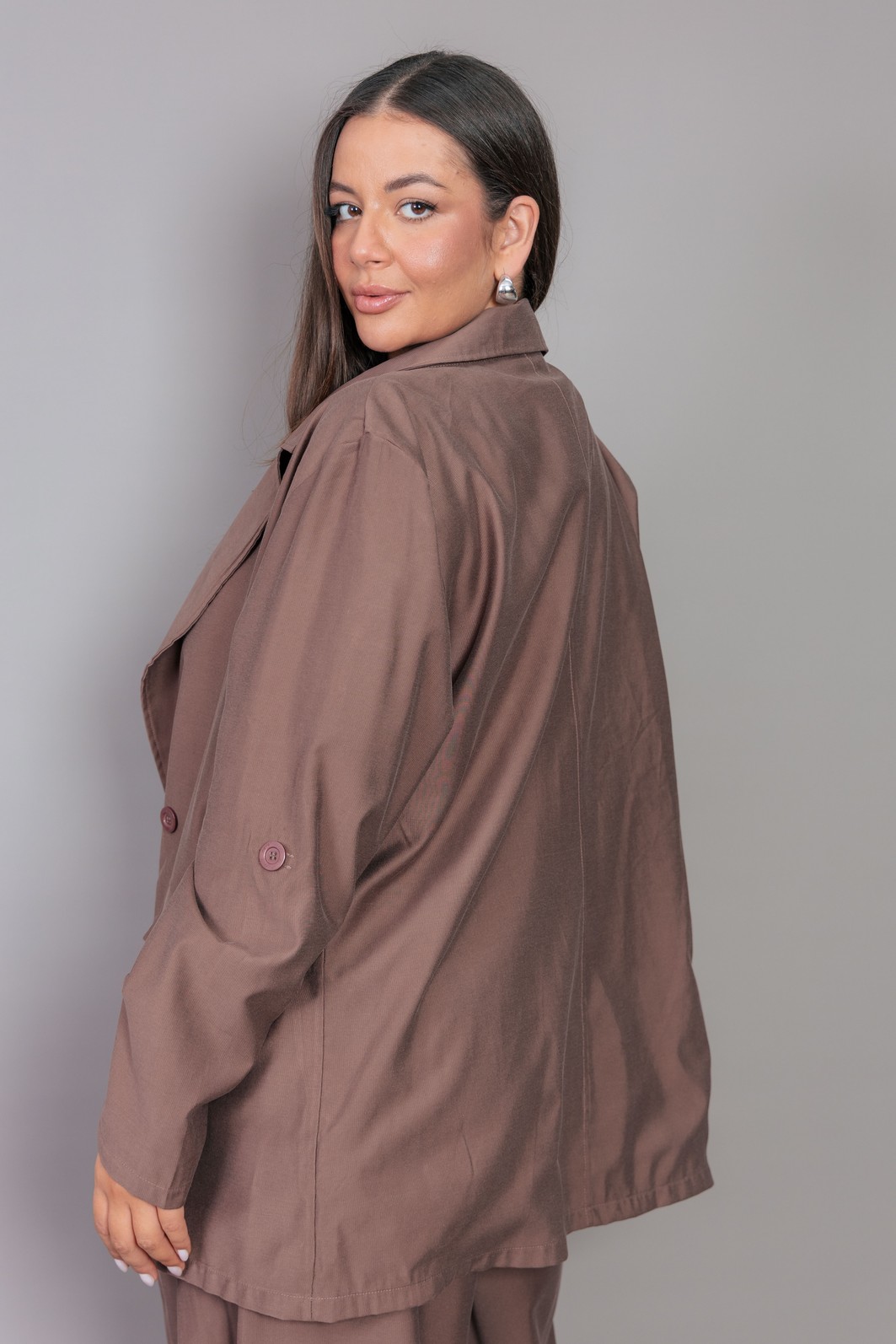 BLAZER OVERSIZED DE ALFAIATARIA MARROM BLAZER OVERSIZED DE ALFAIATARIA MARROM