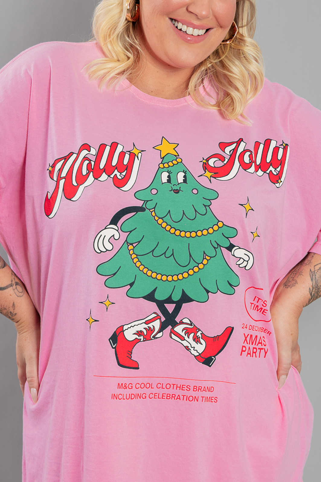CAMISETA T-SHIRT VINTAGE ROSA HOLLY JOLLY CAMISETA T-SHIRT VINTAGE ROSA HOLLY JOLLY