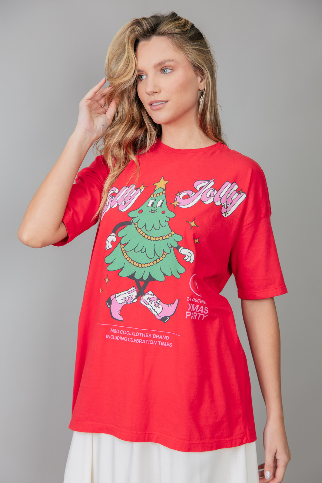 CAMISETA T-SHIRT OVERSIZED VERMELHA HOLLY JOLLY CAMISETA T-SHIRT OVERSIZED VERMELHA HOLLY JOLLY