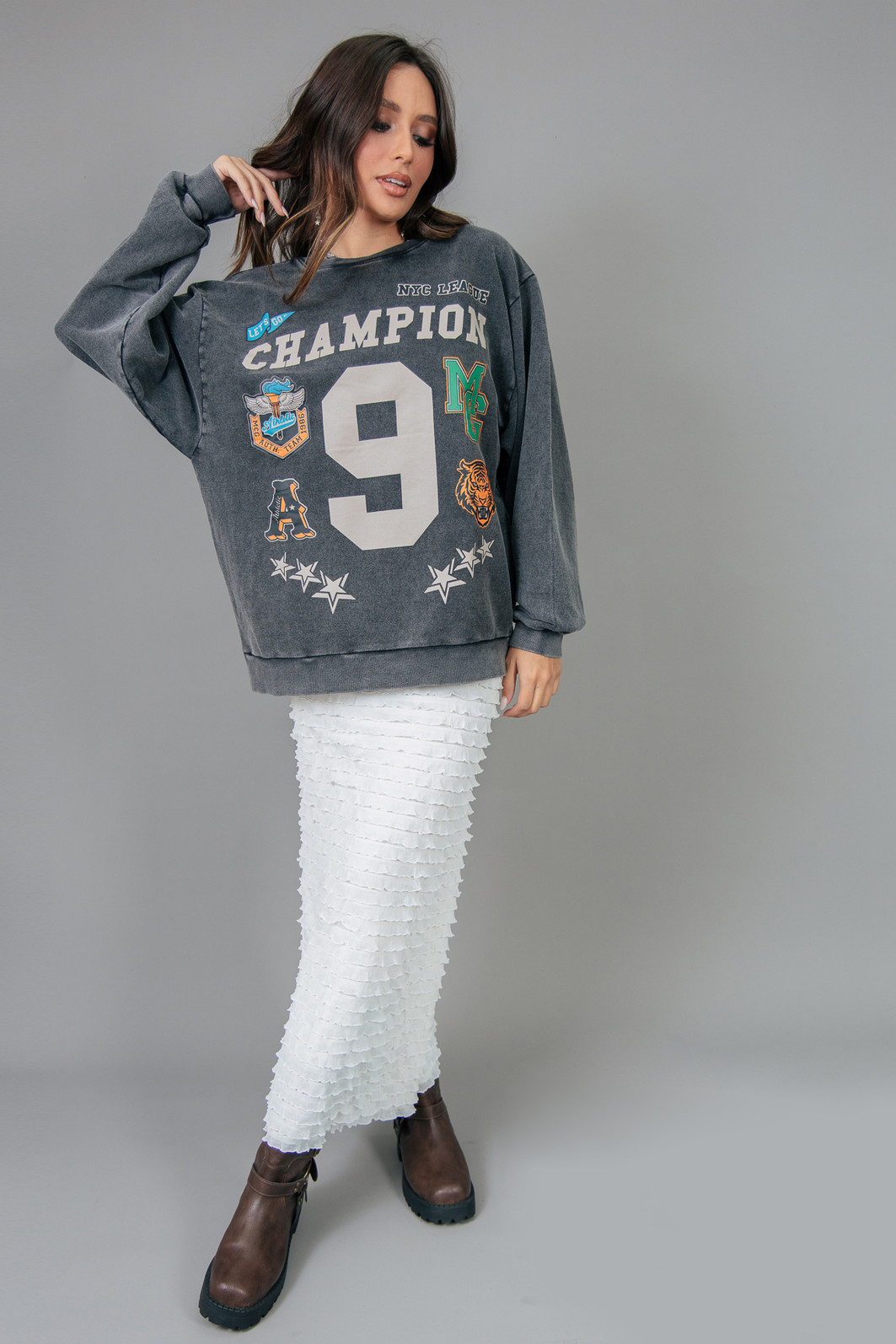 MOLETOM OVERSIZED PRETO MARMORIZADO CHAMPION MOLETOM OVERSIZED PRETO MARMORIZADO CHAMPION