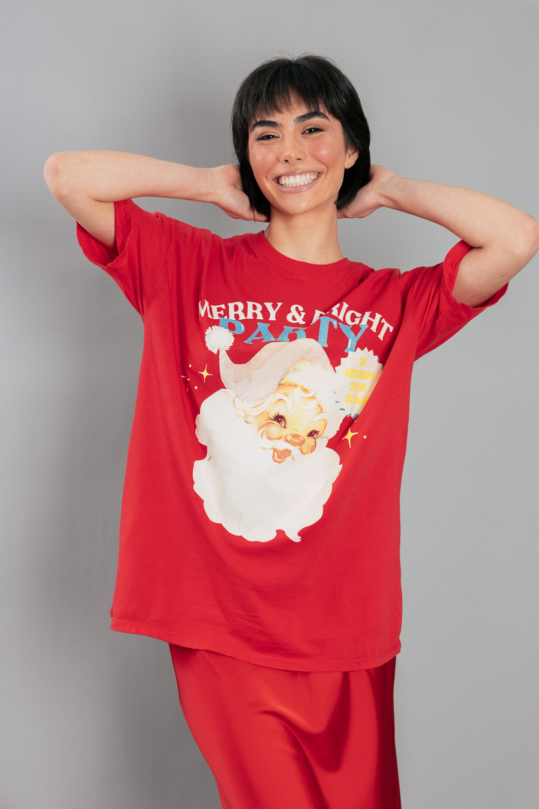 CAMISETA T-SHIRT VINTAGE VERMELHA MERRY & BRIGHT CAMISETA T-SHIRT VINTAGE VERMELHA MERRY & BRIGHT