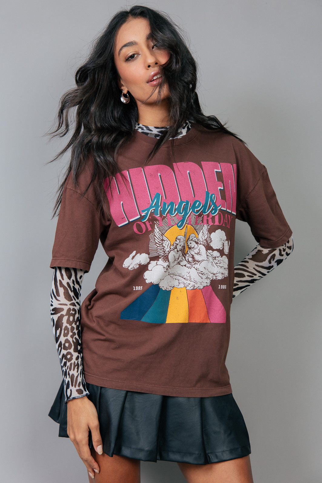 CAMISETA T-SHIRT VINTAGE MARROM HIDDEN