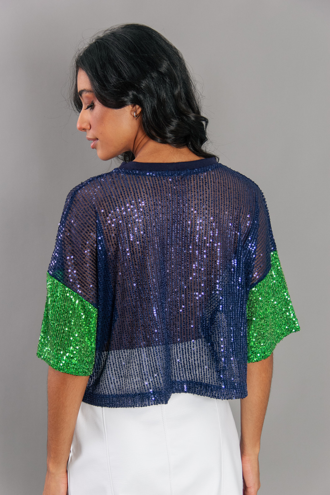 CROPPED PAETÊS MARINHO BRASIL COM BORDADO