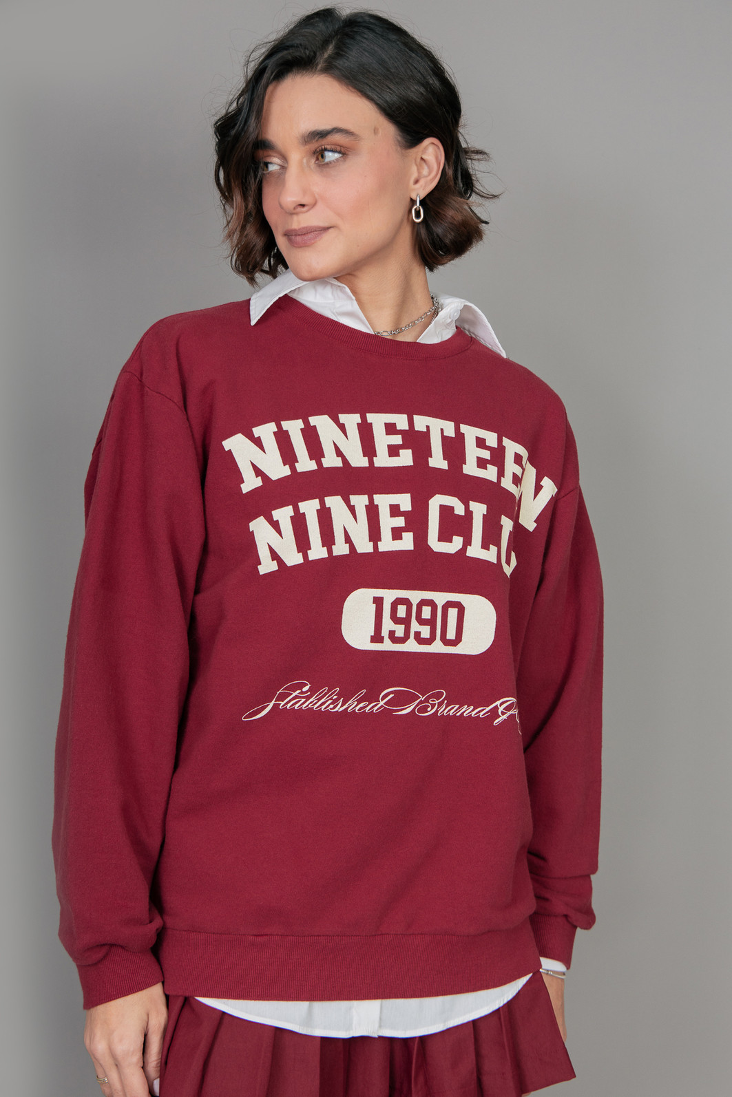 CASACO OVERSIZED DE MOLETOM BORGONHA NINETEEN