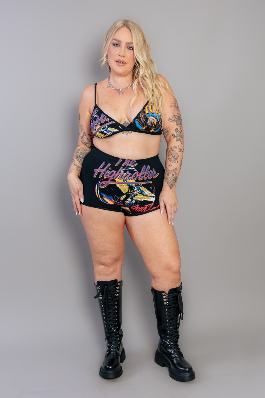 SHORT HOT PANT DE COTTON PRETO HIGHROLLER