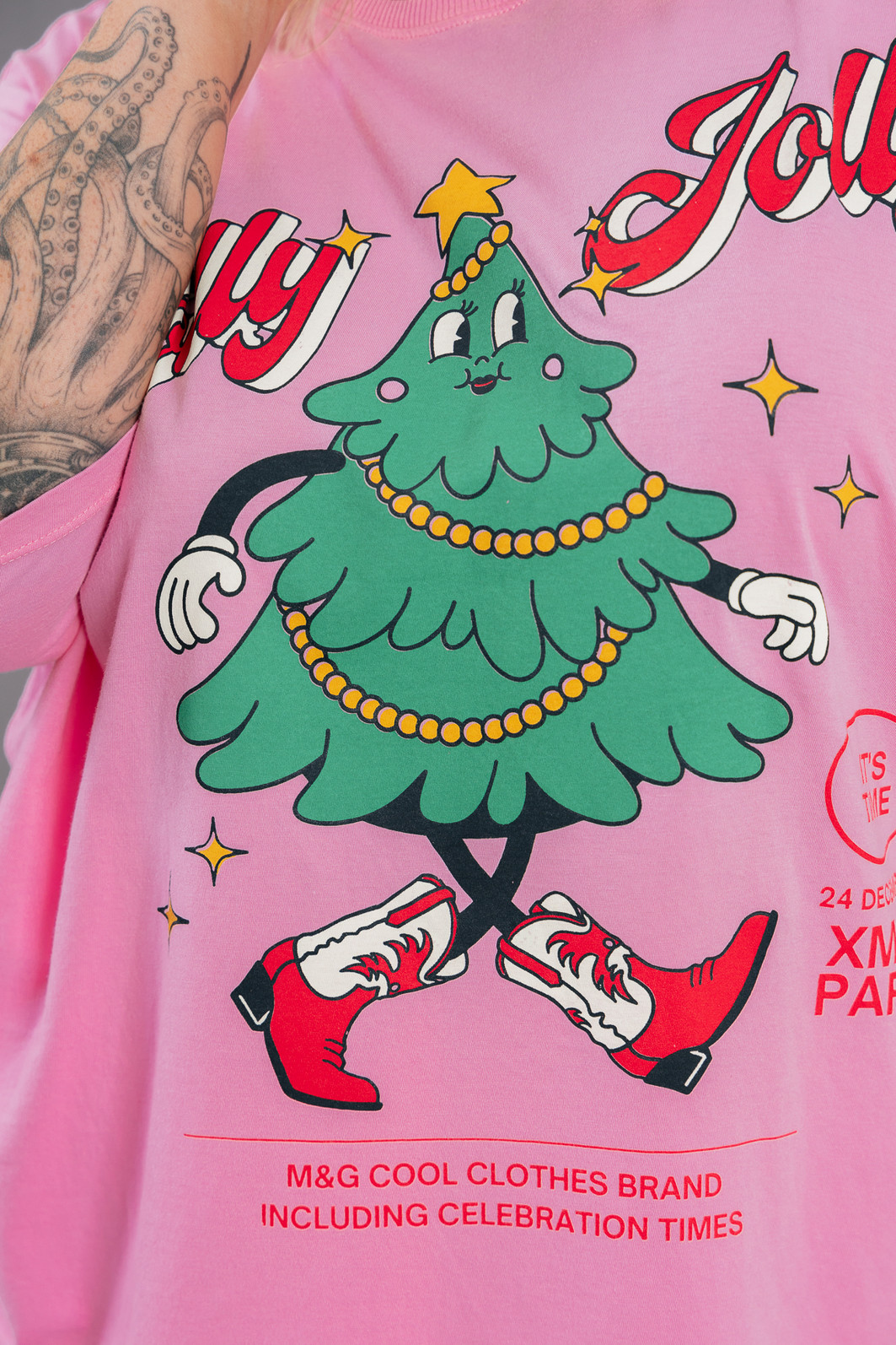 CAMISETA T-SHIRT OVERSIZED ROSA HOLLY JOLLY