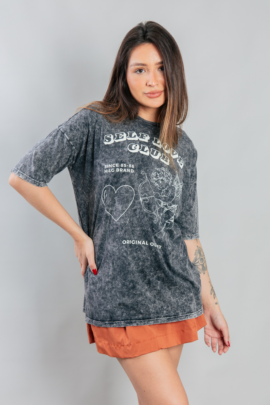 CAMISETA  T-SHIRT OVERSIZED MARMORIZADA SELF LOVE CAMISETA  T-SHIRT OVERSIZED MARMORIZADA SELF LOVE